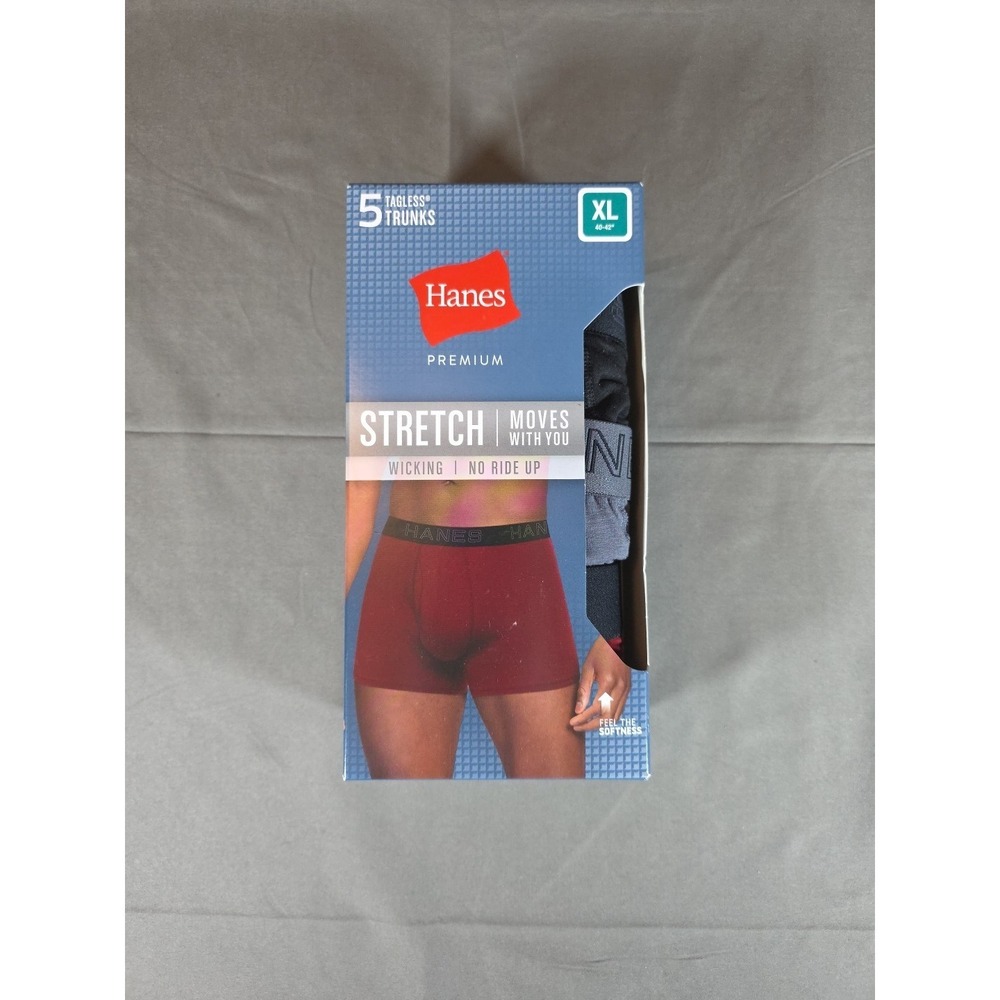 Hanes Premium Stretch Tagless Trunks XL 5-Pack Multicolor Men's Underwear